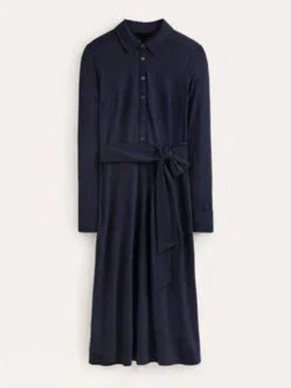 BODEN Laura Jersey Midi Shirt Dress Navy Long Sleeve Size 8R NWOT